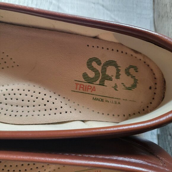 SAS Womens Leather Slip-On Loafers Trippa Brown Comfort Shoes Size 11.5 AA Narro - Picture 3 of 5